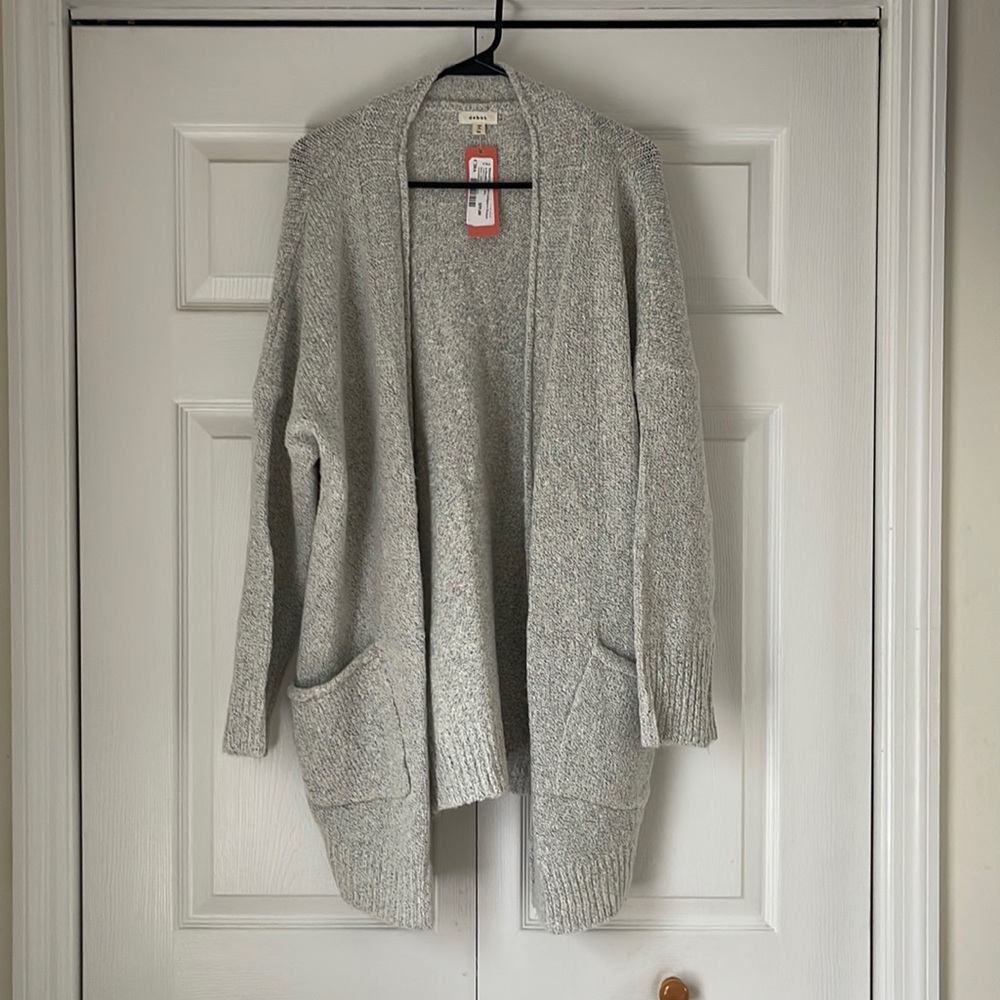 Marled open knit cardigan with pockets